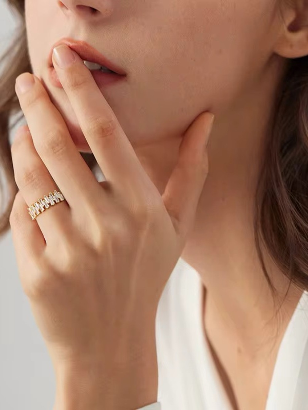 Adorable Bead Ring | Baguette-Cut Cubic Zirconia in an irregular Zigzag Design